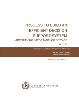 Process to Build an Efficient Decision Support System –Identifying Important Aspects of a Dss