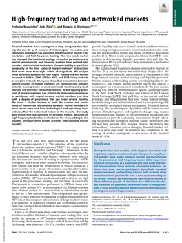 High-Frequency Trading and Networked Markets