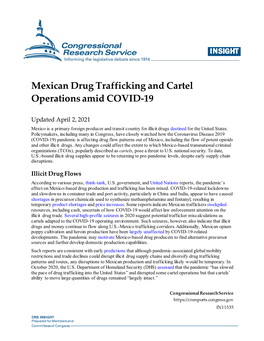 Mexican Drug Trafficking and Cartel Operations Amid COVID-19