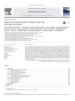 Bioaerosols in the Earth System: Climate, Health, and Ecosystem Interactions