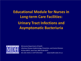 Urinary Tract Infections & Asymptomatic Bacteriuria (Slides)