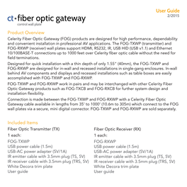 •Fiber Optic Gateway 2/2015 Control Wall Plate