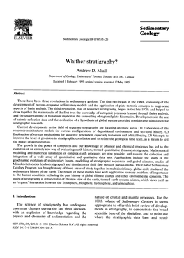 Sedimentary Geology Whither Stratigraphy?