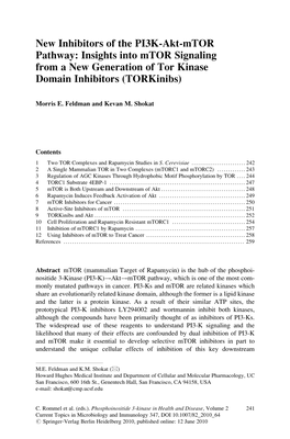 New Inhibitors of the PI3K-Akt-Mtor Pathway: Insights Into Mtor Signaling from a New Generation of Tor Kinase Domain Inhibitors (Torkinibs)