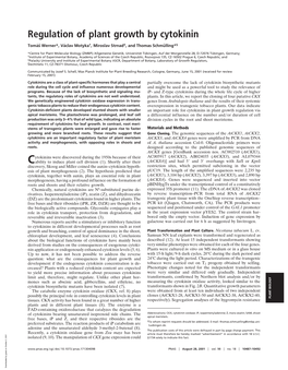 Regulation of Plant Growth by Cytokinin