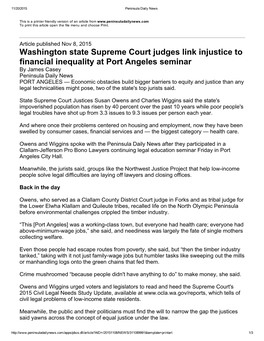 Washington State Supreme Court Judges Link Injustice to Financial