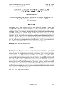 Semiotic Analysis of Valak and Lorraine in “The Conjuring 2” Film