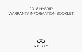 2018 Infiniti Hybrid Warranty Information Booklet