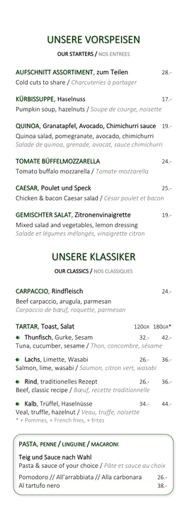 Unsere Vorspeisen Our Starters / Nos Entrees