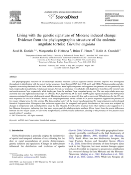 Living with the Genetic Signature of Miocene Induced Change: Evidence from the Phylogeographic Structure of the Endemic Angulate Tortoise Chersina Angulata