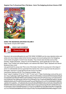 [RRC]= Download Gratis Sonic the Hedgehog Archives Volume 4