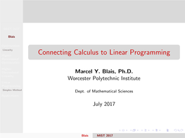 Connecting Calculus to Linear Programming Dimensional Optimization