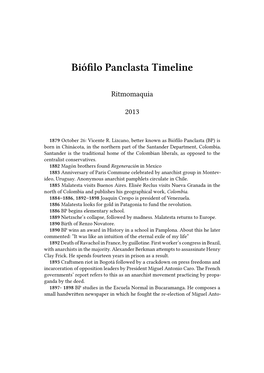 Biófilo Panclasta Timeline