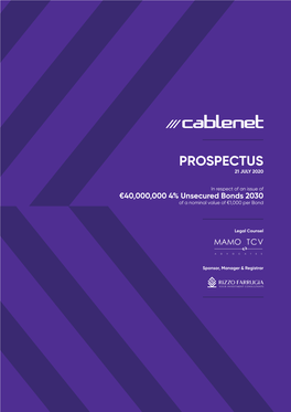 Cablenet Communication Systems Plc – Bond Prospectus Dated 21 July 2020