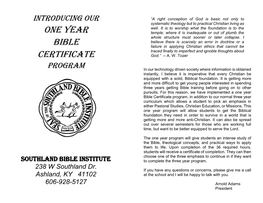 One Year Bible Certificate