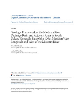 Geologic Framework of the Niobrara River Drainage Basin and Adjacent Areas in South Dakota Generally East of the 100Th Meridian