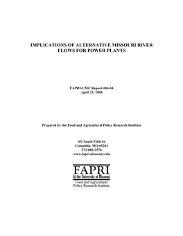 Implications of Alternative Missouri River Flows for Power Plants