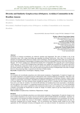 Diversity and Similarity Gomphocerinae (Orthoptera