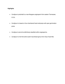 Highlights • Cavilignum Pratchettii Is a New Neogene Angiosperm From