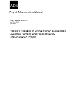46081-002: Henan Sustainable Livestock Farming and Product