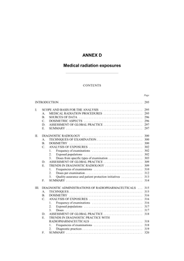 ANNEX D Medical Radiation Exposures