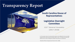 Legislative Oversight Committee 122Nd General Assembly Transparency Report to Citizens