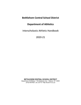 BETHLEHEM CENTRAL SCHOOL DISTRICT Department of Athletics • 700 Delaware Ave