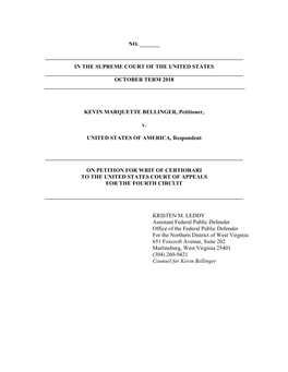 In the Supreme Court of the United States ______October Term 2018 ______