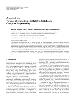 Towards a Serious Game Tohelp Students Learn Computer Programming