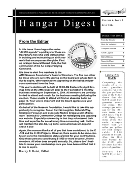 Hangar Digest Is a Publication of the Air Mobility Command Museum Foundation, Inc