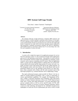 HPC System Call Usage Trends