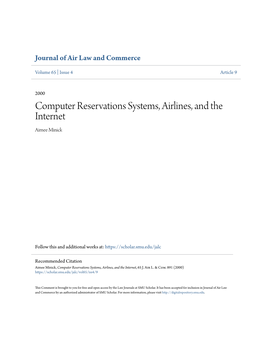 Computer Reservations Systems, Airlines, and the Internet Aimee Minick
