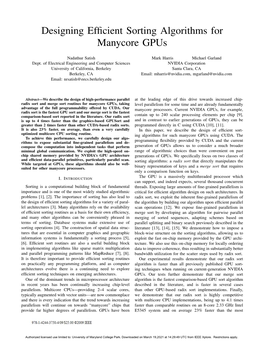 Designing Efficient Sorting Algorithms for Manycore Gpus