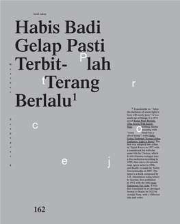 Habis Badi Gelap Pasti Terbitlah Terang Berlalu the Following Lexicon Is an Effort to Clarify How Indonesian Politics Is Naturalized