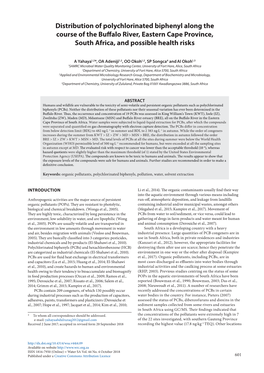 Distribution of Polychlorinated Biphenyl Along the Course of the Buffalo River, Eastern Cape Province, South Africa, and Possible Health Risks