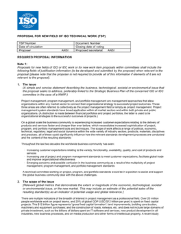 ANSI ISO TC Proposal (Project Management)