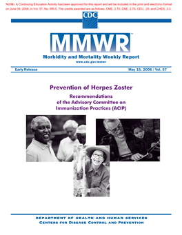 Prevention of Herpes Zoster Recommendations of the Advisory Committee on Immunization Practices (ACIP)