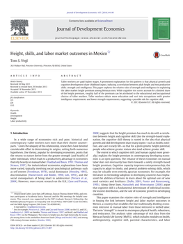 Height, Skills, and Labor Market Outcomes in Mexico☆