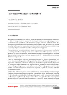 Introductory Chapter: Fractionationfractionation