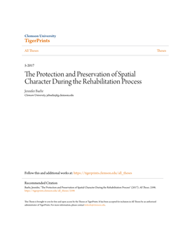 The Protection and Preservation of Spatial Character During the Rehabilitation Process