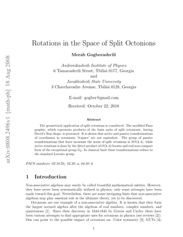 Rotations in the Space of Split Octonions