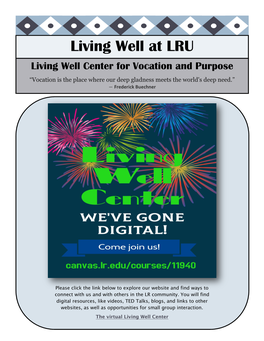 Living Well at LRU Living Well Center for Vocation and Purpose