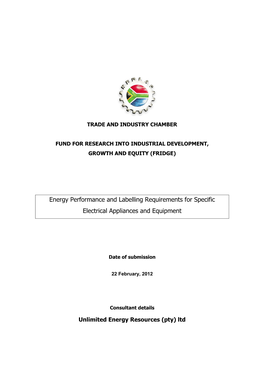Energy Performance and Labelling Requirements for Specific Electrical Appliances and Equipment