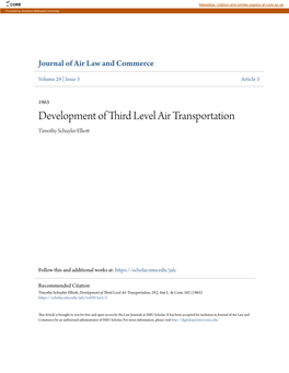 Development of Third Level Air Transportation Timothy Schuyler Elliott