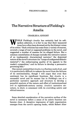 The Narrative Structure of Fielding's Amelia