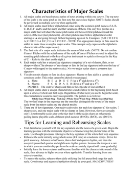 Characteristics of Major Scales Tips for Learning and Rehearsing Scales