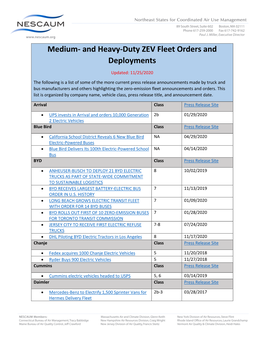 MHD ZEV Fleet Orders and Deployments