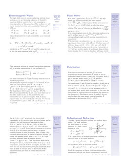 Electromagnetic Waves Plane Waves Polarization Reflection and Refraction