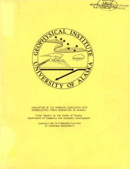 Evaluation of Ice Proble1'1s Associated \..Jith