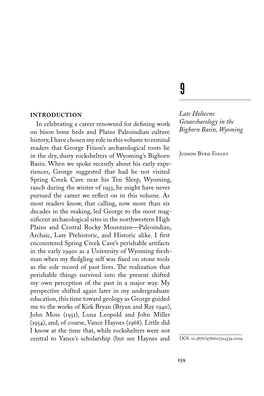 Late Holocene Geoarchaeology in the Bighorn Basin, Wyoming 261 Figure 9.1